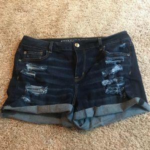 High rise distressed shorts